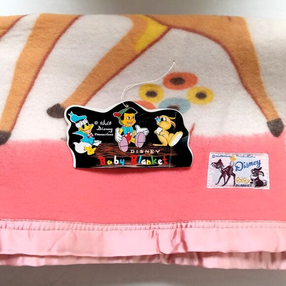 Disney Other - VTG Disney Classic Bambi Baby Blanket Satin Trim Pink New with Tags Disneyland